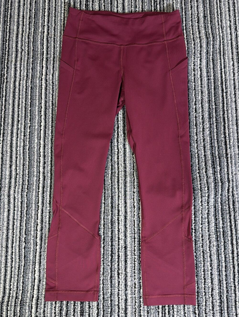 LULULEMON PACE RIVAL CROP LEGGINGS WOMENS 4 RUBY WINE CROPPED 22" BURGUNDY LULU